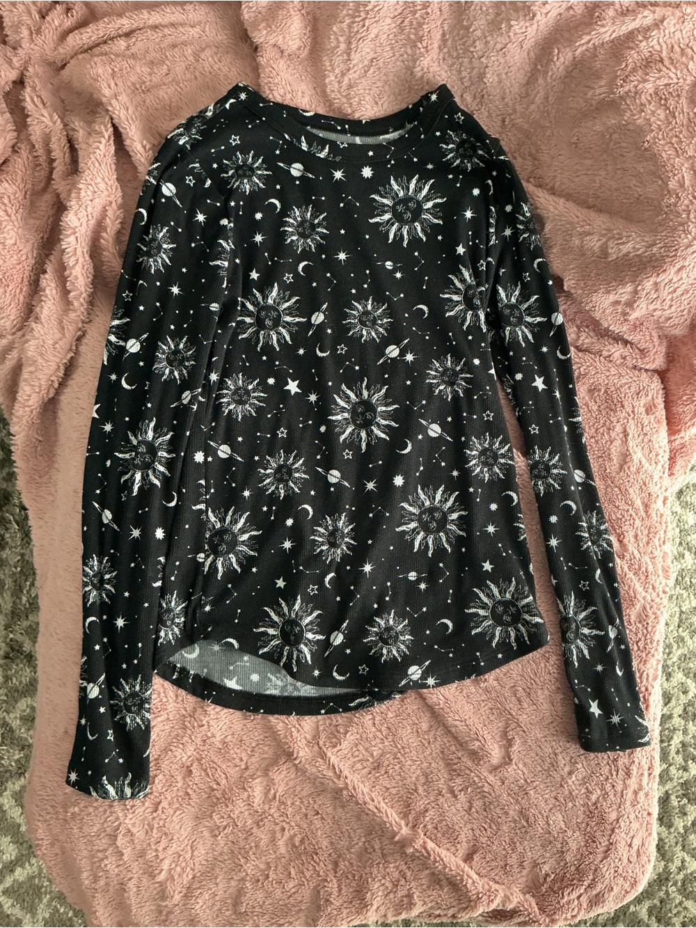No Boundaries Black Celestial Sun & Moon Long Sleeve Tee
